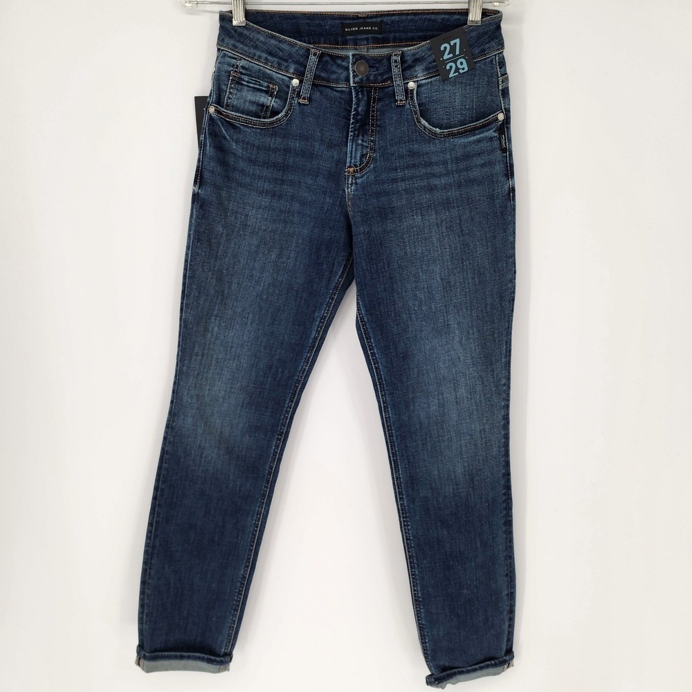 Silver Jeans Co. Boyfriend Mid Rise Slim Leg Jeans Treble Dark Wash NWT 30x29
